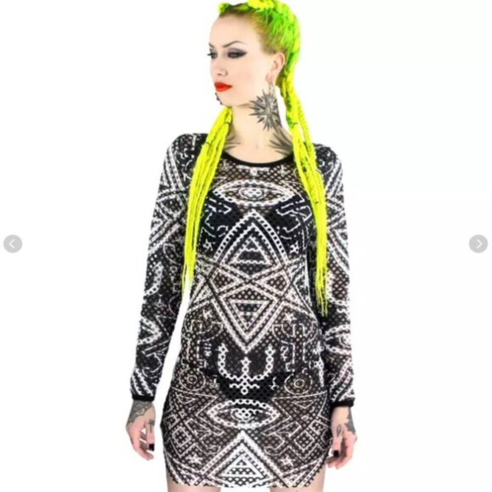 KILLSTAR Thelema bodycon fishnet mini dress size XXL - Picture 2 of 8